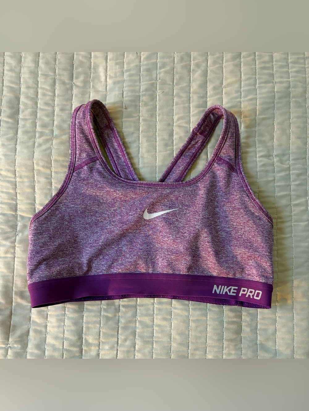 Nike Purple Heathered Pro Sports Bra with Deep Purple Band
